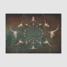 ウエスタンヴィンテージブラウンティール（緑がかった色）テクスチャブルスカル