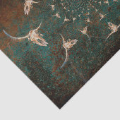 ウエスタンヴィンテージブラウンティール(緑がかった色)テクスチャブルスカル 薄葉紙 (詳細)