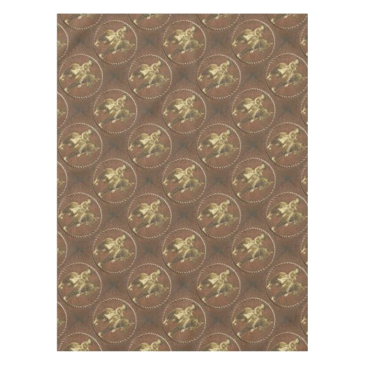 ウエスタンヴィンテージ女性のカーボーイテーブルクロス テーブルクロス (正面)