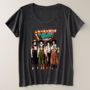 ウエスタンヴィンテージ女性のカーボーイロデオクイーン プラスサイズTシャツ