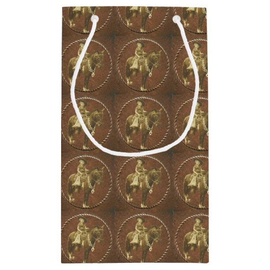 ウエスタンヴィンテージ女性のカーボーイ抱き枕 スモールペーパーバッグ (裏面)