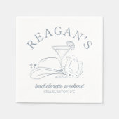 ウエスタン女性のカーボーイかわいい手描きバチェロレッテ スタンダードカクテルナプキン (正面)