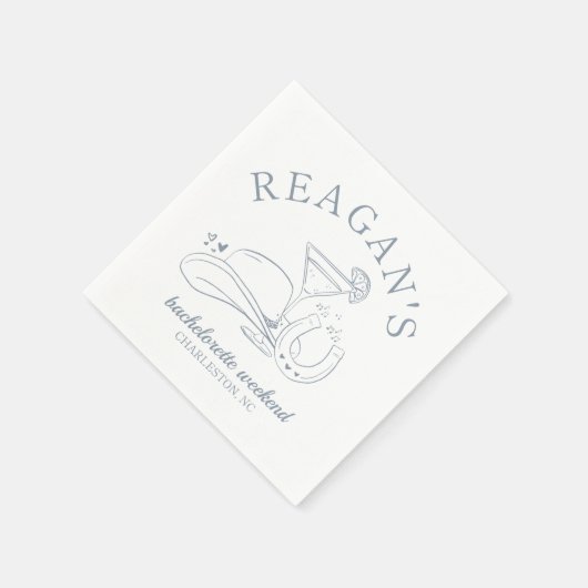 ウエスタン女性のカーボーイかわいい手描きバチェロレッテ スタンダードカクテルナプキン (角)