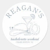 ウエスタン女性のカーボーイかわいい手描きバチェロレッテ ラウンドシール (正面)