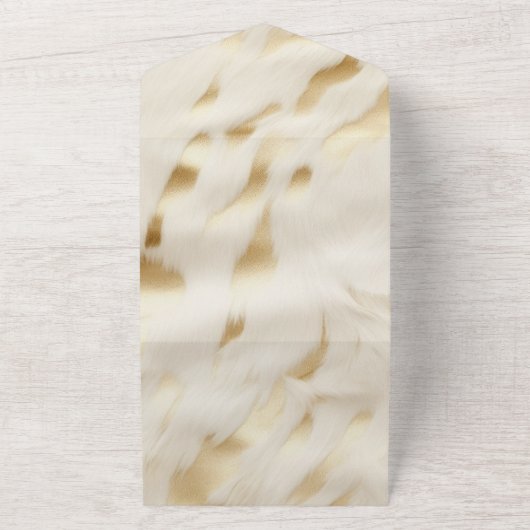 ウエスタン女性のカーボーイクリーム金ゴールド牛革 オールインワン招待状 (外側)