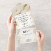 ウエスタン女性のカーボーイクリーム金ゴールド牛革 オールインワン招待状 (貼ってはがせる)