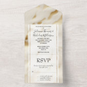 ウエスタン女性のカーボーイクリーム金ゴールド牛革 オールインワン招待状 (内側)