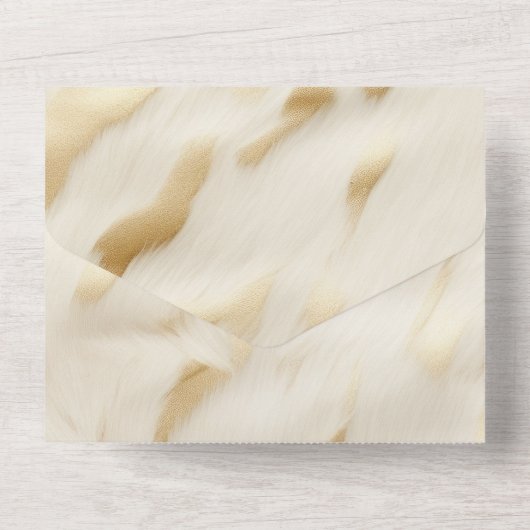 ウエスタン女性のカーボーイクリーム金ゴールド牛革 オールインワン招待状 (裏面)