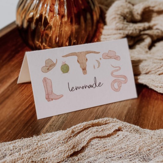 ウエスタン女性のカーボーイテーマパーティーフードラベル プレイスカード