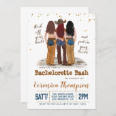 ウエスタン女性のカーボーイバチェロレッテブライダルシャワーインビタ 招待状 (正面/裏面)