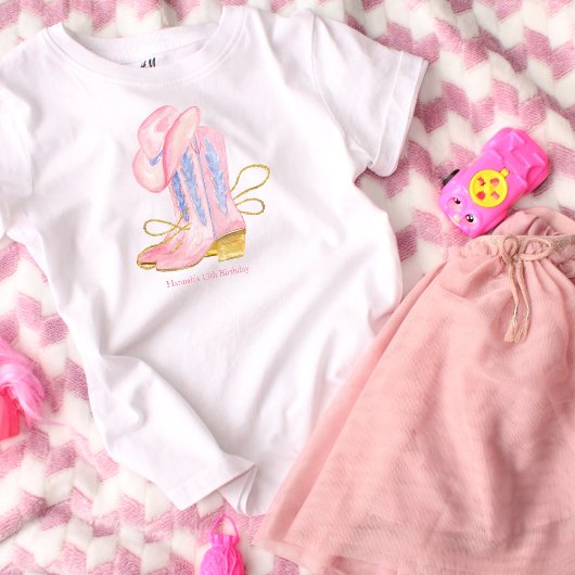 ウエスタン女性のカーボーイピンクパーソナライズされた Tシャツ