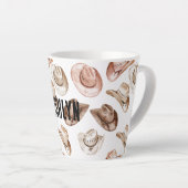 ウエスタン女性のカーボーイピンクブラウンハット カフェラテマグ (右アングル)