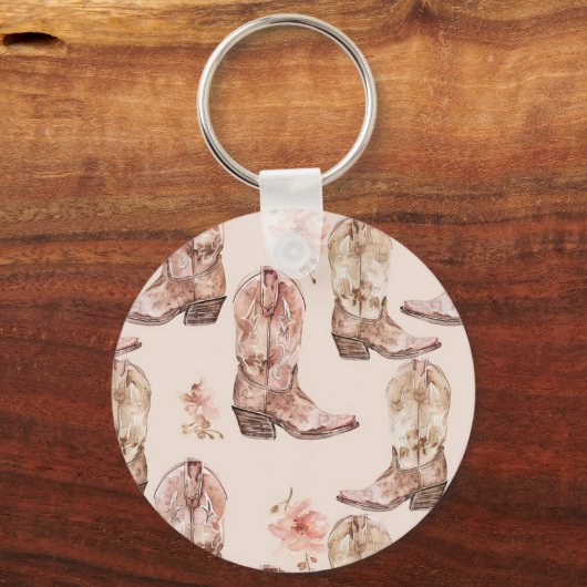 ウエスタン女性のカーボーイピンクブラウンハット キーホルダー (裏面)