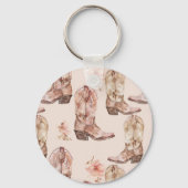 ウエスタン女性のカーボーイピンクブラウンハット キーホルダー (裏面)