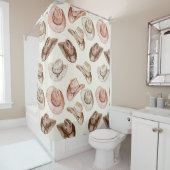 ウエスタン女性のカーボーイピンクブラウンハット シャワーカーテン (インサイチュ)