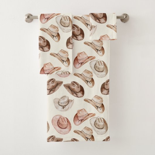 ウエスタン女性のカーボーイピンクブラウンハット バスタオルセット (インサイチュ)