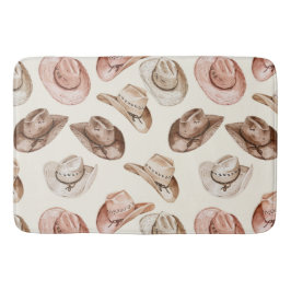 ウエスタン女性のカーボーイピンクブラウンハット バスマット