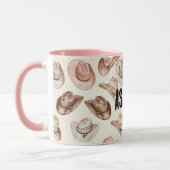 ウエスタン女性のカーボーイピンクブラウンハット マグカップ (左)