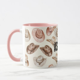 ウエスタン女性のカーボーイピンクブラウンハット マグカップ