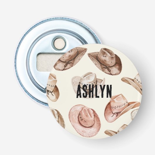 ウエスタン女性のカーボーイピンクブラウンハット 栓抜き (正面)