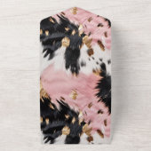 ウエスタン女性のカーボーイピンク白黒金ゴールド牛革 オールインワン招待状 (外側)