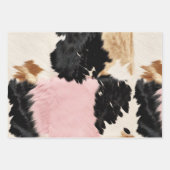 ウエスタン女性のカーボーイピンク白黒金ゴールド牛革 ラッピングペーパーシート (正面3)