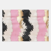 ウエスタン女性のカーボーイピンク白黒金ゴールド牛革 ラッピングペーパーシート (正面2)