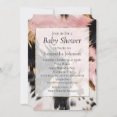 ウエスタン女性のカーボーイピンク白黒金ゴールド牛革 招待状 (正面)