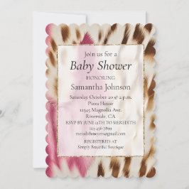 ウエスタン女性のカーボーイピンク金ゴールドクリームコーヒド 招待状