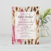 ウエスタン女性のカーボーイピンク金ゴールドクリームコーヒド 招待状 (スタンド正面)