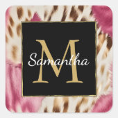 ウエスタン女性のカーボーイピンク金ゴールドホワイトコウィドモノグラム スクエアシール (正面)
