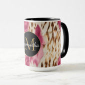 ウエスタン女性のカーボーイピンク金ゴールドホワイトコウィド マグカップ (正面右)