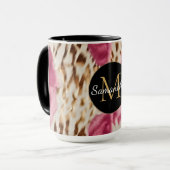 ウエスタン女性のカーボーイピンク金ゴールドホワイトコウィド マグカップ (正面左)