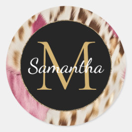 ウエスタン女性のカーボーイピンク金ゴールドホワイトコウィド ラウンドシール