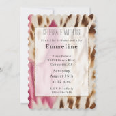 ウエスタン女性のカーボーイピンク金ゴールドホワイトコウィド 招待状 (正面)