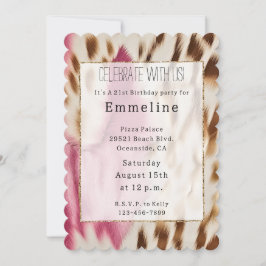 ウエスタン女性のカーボーイピンク金ゴールドホワイトコウィド 招待状