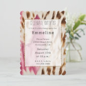 ウエスタン女性のカーボーイピンク金ゴールドホワイトコウィド 招待状 (スタンド正面)