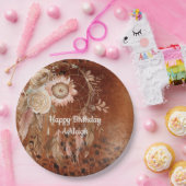 ウエスタン女性のカーボーイフローラドリームキャッチャー誕生日 ペーパープレート (パーティー)