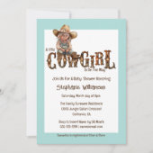 ウエスタン女性のカーボーイブルーブラウン素朴な女の子 招待状 (正面)