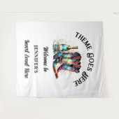 ウエスタン女性のカーボーイブーツ虹色きらめくワイン タペストリー (正面(横))