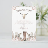 ウエスタン女性のカーボーイブート誕生日サンキューカード サンキューカード (スタンド正面)