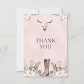 ウエスタン女性のカーボーイブート誕生日サンキューカード サンキューカード (裏面)