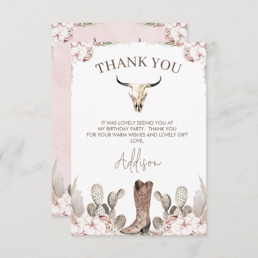 ウエスタン女性のカーボーイブート誕生日サンキューカード サンキューカード (正面/裏面)