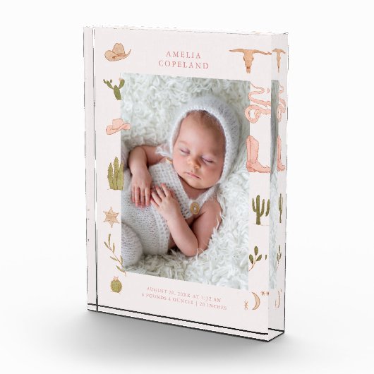 ウエスタン女性のカーボーイベビー縦形写真画像 フォトブロック (右)