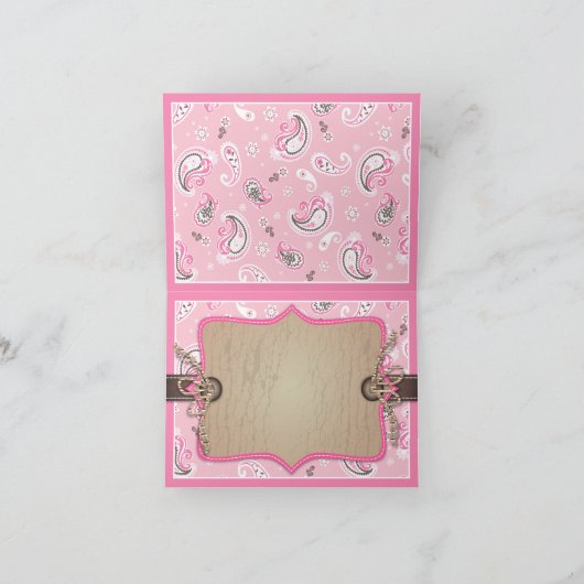 ウエスタン女性のカーボーイロッキングホースバンダンナサンキューバサント サンキューカード (内部)