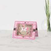 ウエスタン女性のカーボーイロッキングホースバンダンナサンキューバサント サンキューカード (正面)