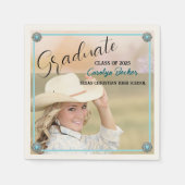 ウエスタン女性のカーボーイ写真卒業パーティナプキン スタンダードカクテルナプキン (正面)