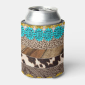 ウエスタン女性のカーボーイ昇華フェイクレザーパターン 缶クーラー (缶正面)