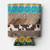 ウエスタン女性のカーボーイ昇華フェイクレザーパターン 缶クーラー (正面)