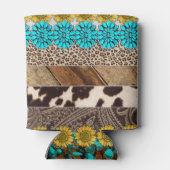 ウエスタン女性のカーボーイ昇華フェイクレザーパターン 缶クーラー (裏面)